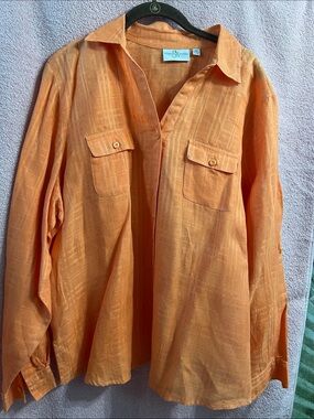 Studio Works Lightweight Button-Up Shirt Orange